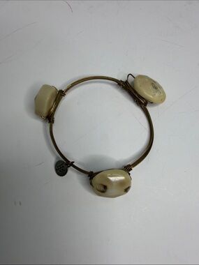 3 for $20 BOURBON and BOWTIE Gold Tone Wire Bracelet Bangle Tan Brown Stones